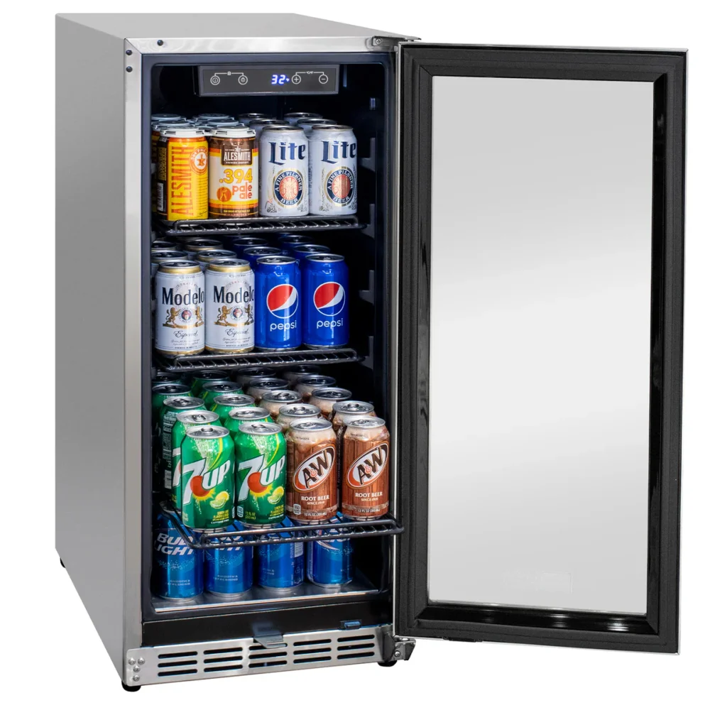 15" Wide Built-In Outdoor Commercial Beverage Center - Glass Door - Image 3