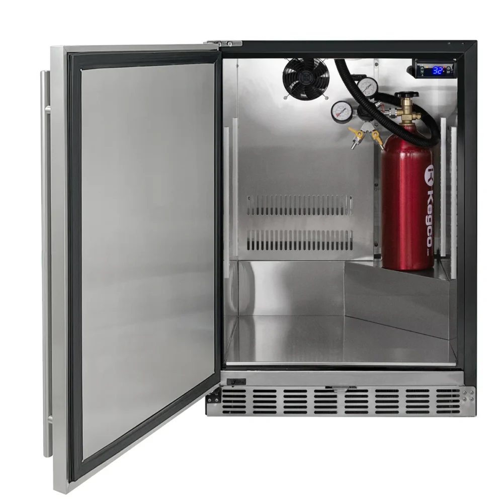 24" Wide Dual Tap Stainless Steel BuiltIn Left Hinge ADA Kegerator with Kit