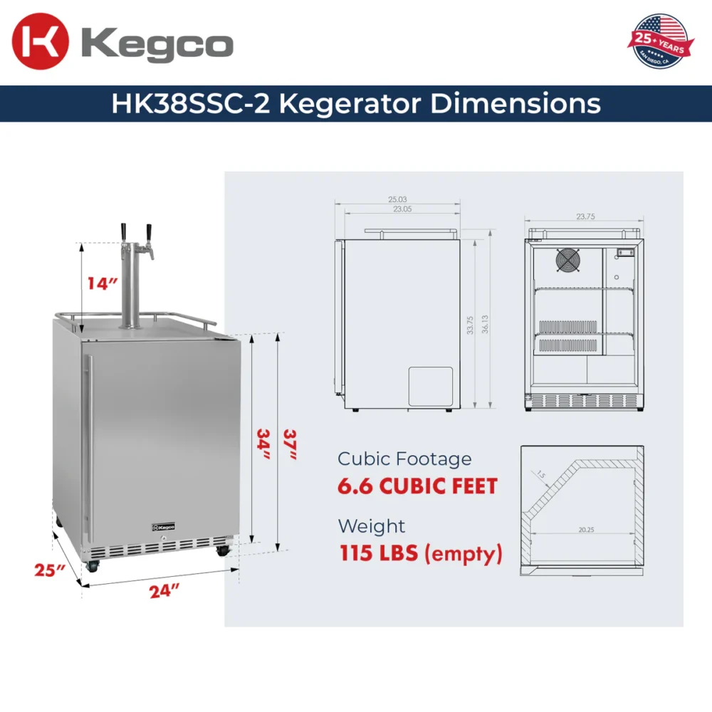 Dual Faucet Digital Commercial Outdoor Kegerator - Stainless Steel - Image 3