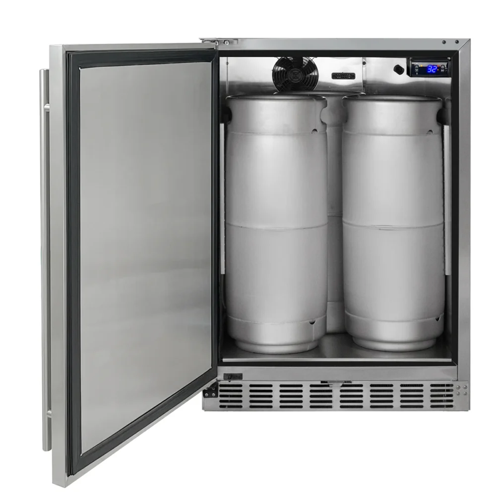 Dual Faucet Digital Outdoor Undercounter Left Hinge Kegerator with X-CLUSIVE Premium Direct Draw Kit - Image 2