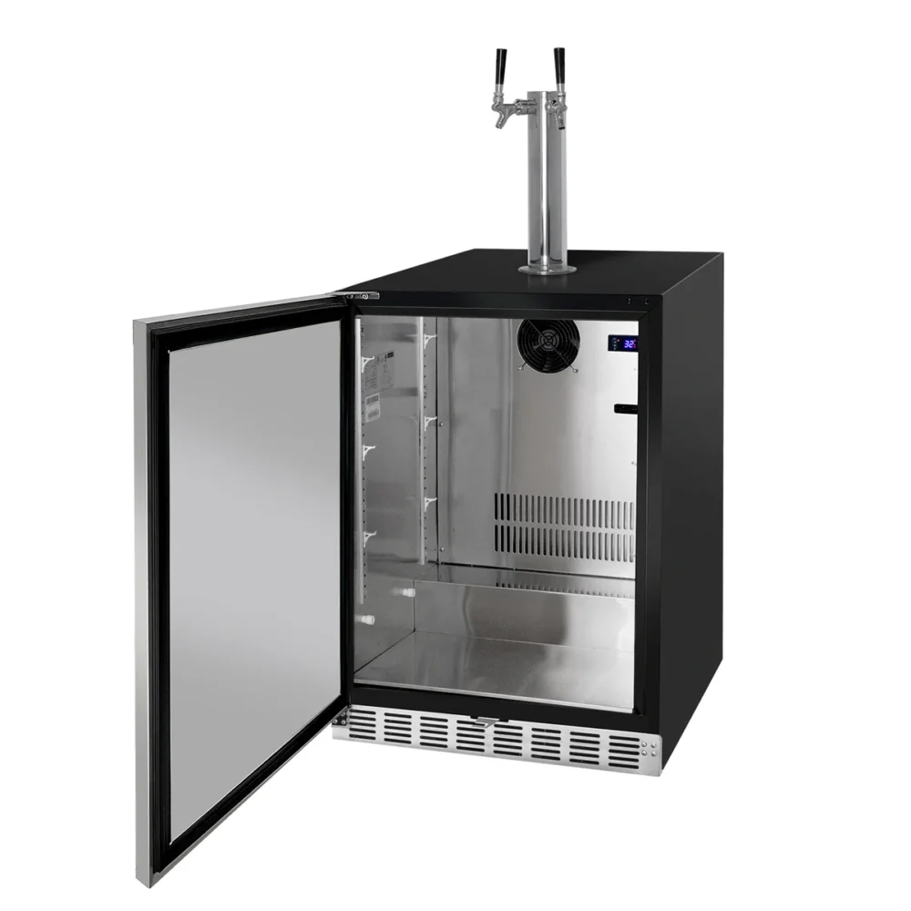 24" Wide Dual Tap Stainless Steel BuiltIn Left Hinge ADA Kegerator with Kit - Image 5