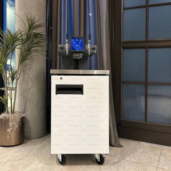 24" Wide Kegerator Vending Machine Dual Tap Black Commercial Keg Dispenser
